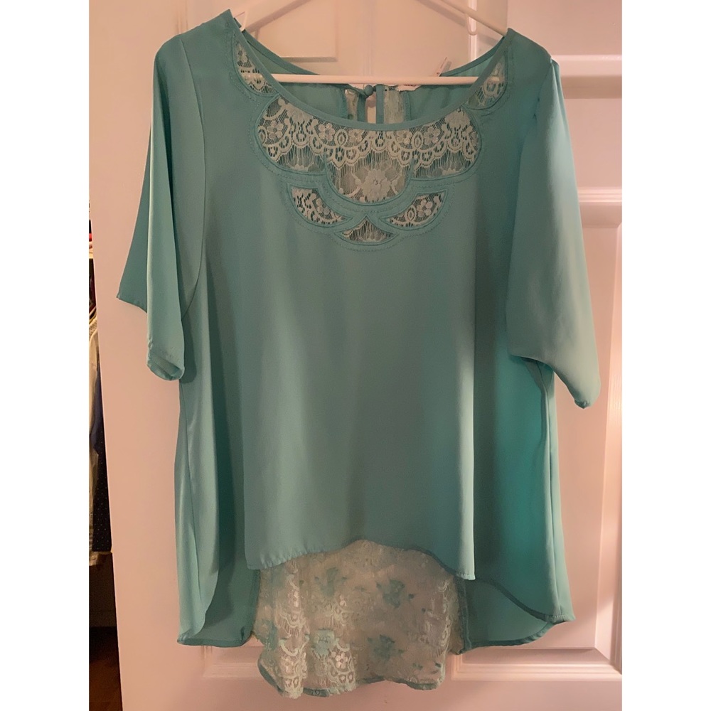 Blu Pepper Light Blue Shirt with Lace